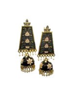 Peacock Inspired Gold Plated Oxidized Alloy Jhumki Earring For Women