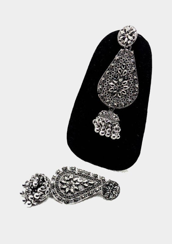Fancy Stylish Silver Oxidised Ghungroo Charm Earring | Women Alloy Earring