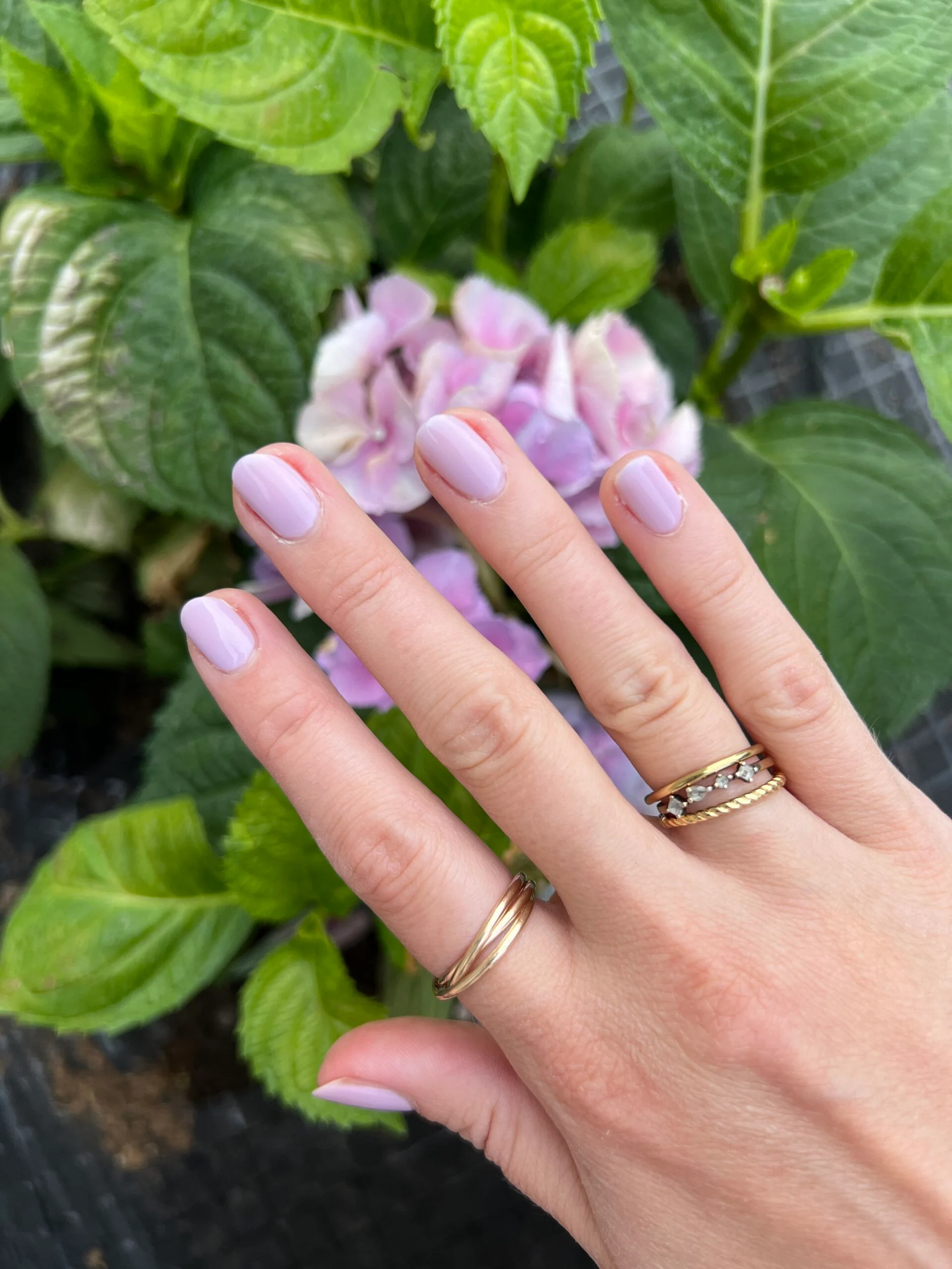 Sheer-blush summer nails