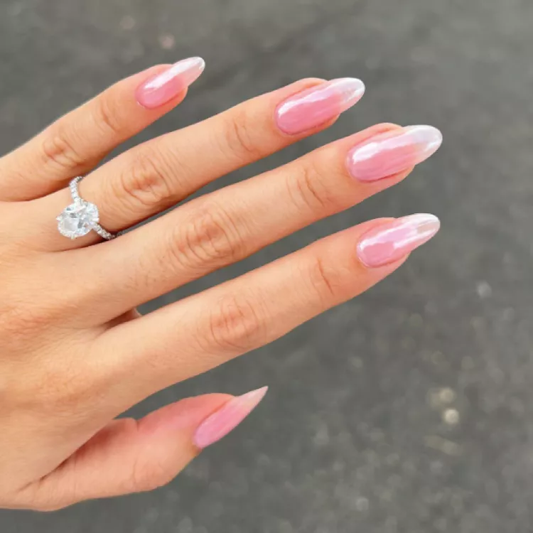 Strawberry glazed donut nails
