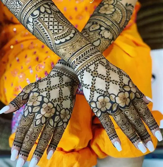 Floral mehndi design for wedding